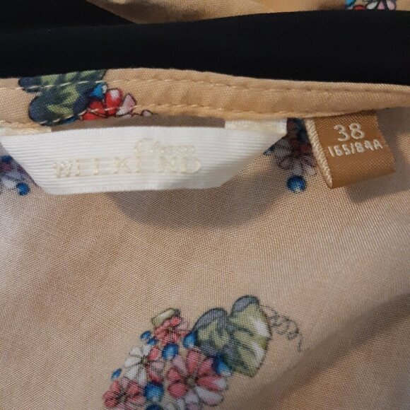 Etam Paris Weekend Blouse Womens US 8 Yellow Floral Peter Pan Collar Euro 38 - Picture 4 of 4